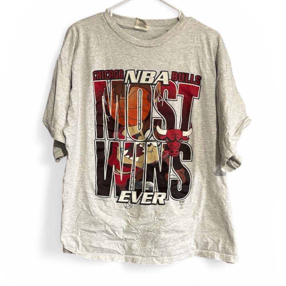 Vintage 1996 Gray NBA 'Most Wins Ever' Chicago Bulls Graphic Tee